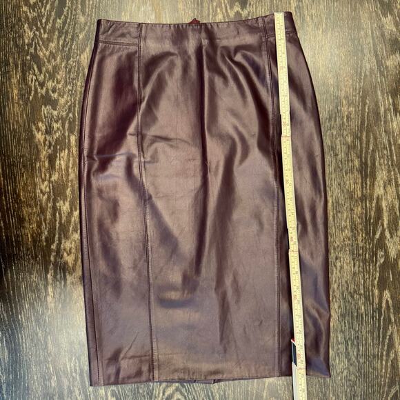 Brooks Brothers Leather Pencil Skirt Women’s Size 0 Burgundy Genuine Lined - Picture 15 of 16